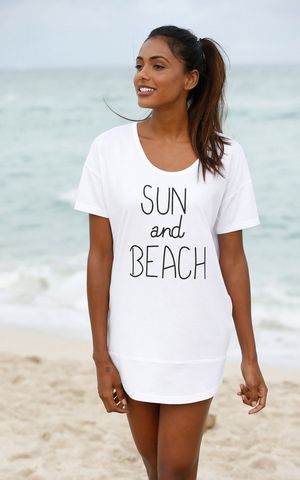F4559   Cotton Letter Print T shirt Beach Bikini Cover Up